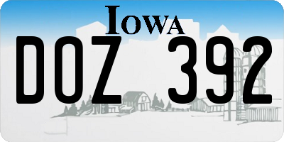 IA license plate DOZ392