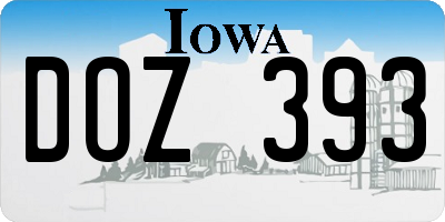 IA license plate DOZ393