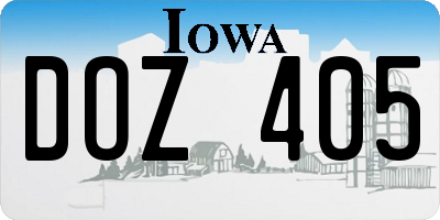 IA license plate DOZ405