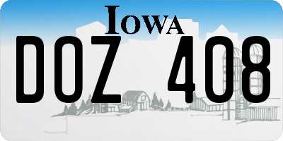 IA license plate DOZ408