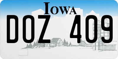 IA license plate DOZ409