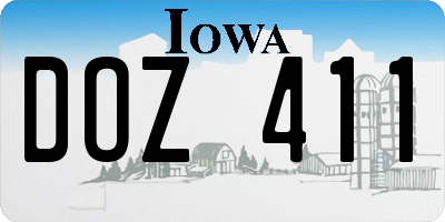 IA license plate DOZ411