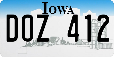 IA license plate DOZ412