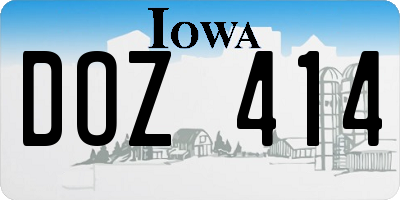 IA license plate DOZ414