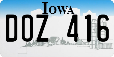 IA license plate DOZ416