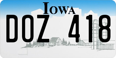 IA license plate DOZ418