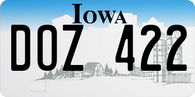 IA license plate DOZ422