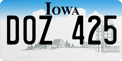 IA license plate DOZ425