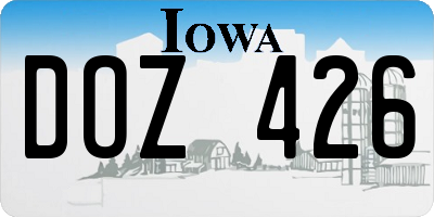 IA license plate DOZ426