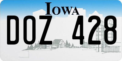 IA license plate DOZ428