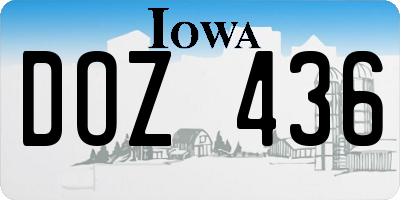 IA license plate DOZ436