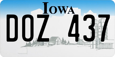 IA license plate DOZ437