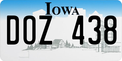 IA license plate DOZ438