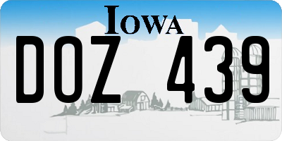 IA license plate DOZ439