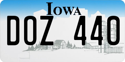 IA license plate DOZ440