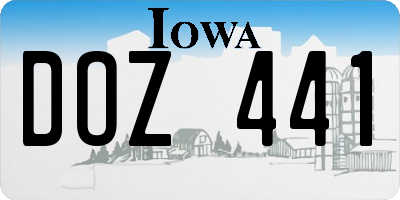 IA license plate DOZ441