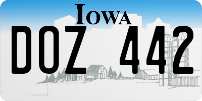 IA license plate DOZ442