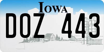 IA license plate DOZ443