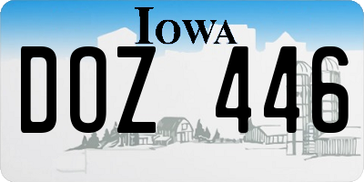 IA license plate DOZ446