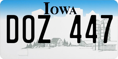 IA license plate DOZ447