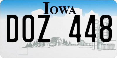IA license plate DOZ448
