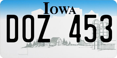 IA license plate DOZ453