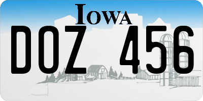 IA license plate DOZ456