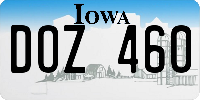 IA license plate DOZ460
