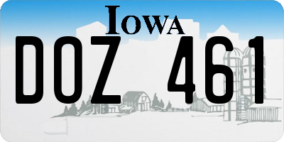 IA license plate DOZ461