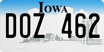 IA license plate DOZ462