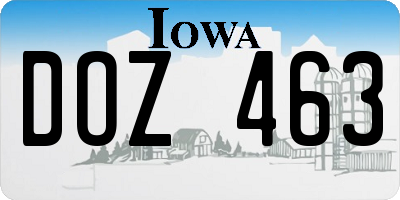 IA license plate DOZ463