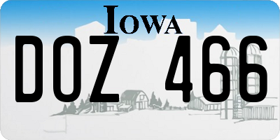IA license plate DOZ466