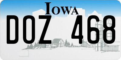 IA license plate DOZ468