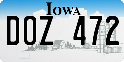 IA license plate DOZ472