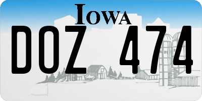 IA license plate DOZ474