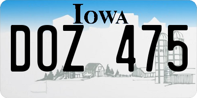 IA license plate DOZ475