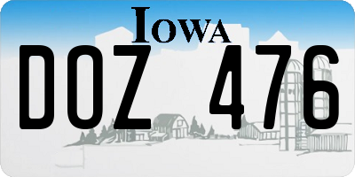 IA license plate DOZ476