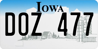 IA license plate DOZ477
