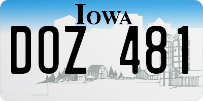 IA license plate DOZ481