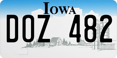 IA license plate DOZ482