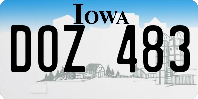 IA license plate DOZ483