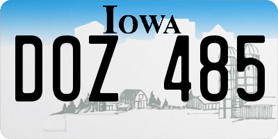 IA license plate DOZ485