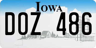 IA license plate DOZ486