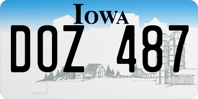 IA license plate DOZ487