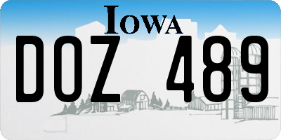 IA license plate DOZ489