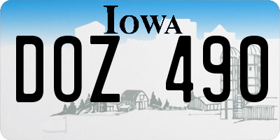 IA license plate DOZ490