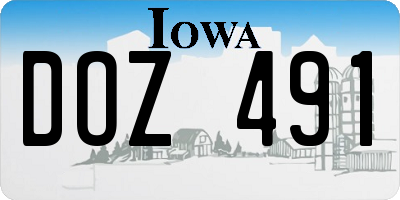 IA license plate DOZ491