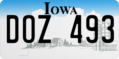 IA license plate DOZ493