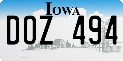 IA license plate DOZ494