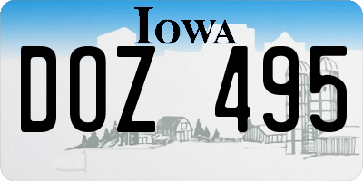 IA license plate DOZ495